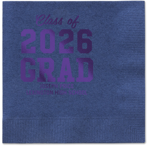 Collegiate Celebration Napkin, Purple, Navy, purple