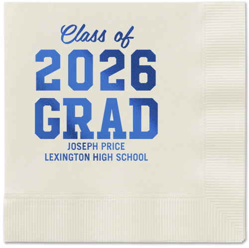 Collegiate Celebration Napkin, Blue, Ecru, royal