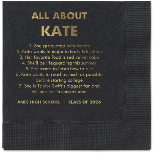 All About Napkin, Yellow, Black, gold