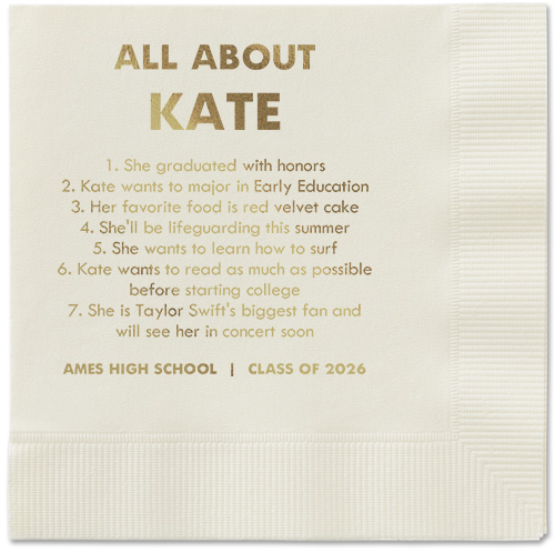 All About Napkin, Yellow, Ecru, gold