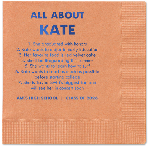 All About Napkin, Blue, Coral, royal