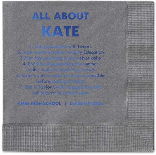 All About Napkin, Blue, Pewter, royal