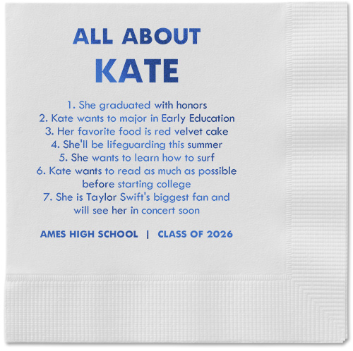 All About Napkin, Blue, White, royal