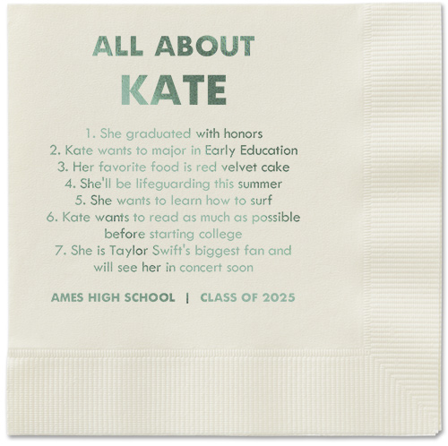 All About Napkin, Green, Ecru