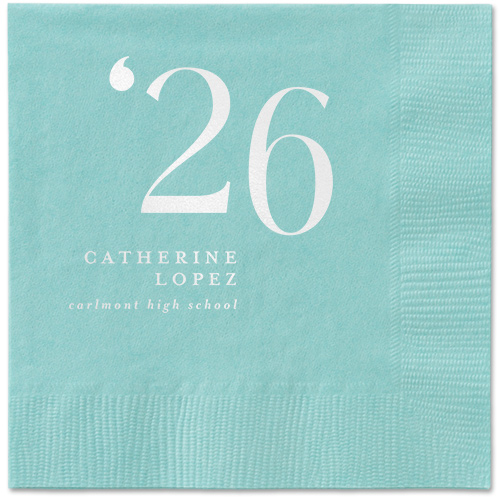 Slanted Style Napkin, White, Aqua, white