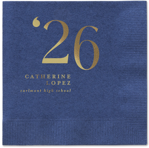 Slanted Style Napkin, Yellow, Navy, gold