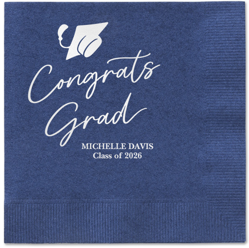 Party Cap Napkin, White, Navy, white