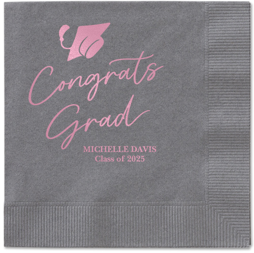 Party Cap Napkin, Pink, Pewter