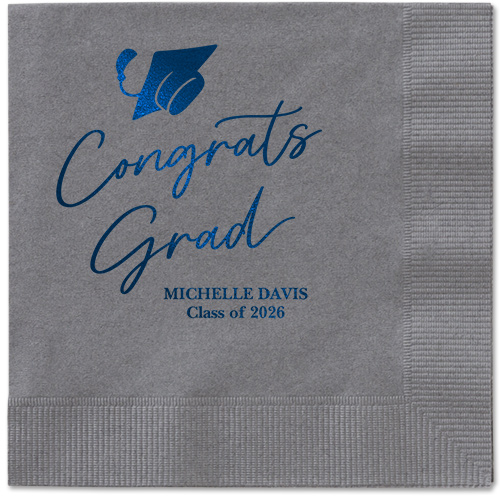 Party Cap Napkin, Blue, Pewter, midnight