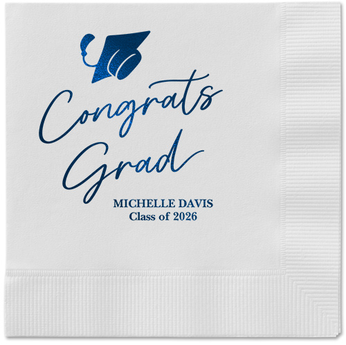 Party Cap Napkin, Blue, White, midnight