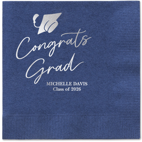 Party Cap Napkin, Grey, Navy, silver