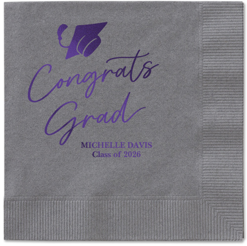 Party Cap Napkin, Purple, Pewter, purple