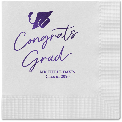 Party Cap Napkin, Purple, White, purple