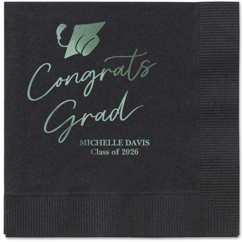 Party Cap Napkin, Green, Black, sage