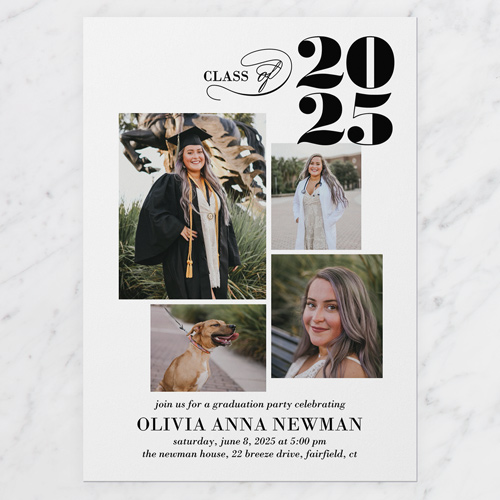 Script Class Graduation Invitation, White, none, 5x7 Flat, Matte, Signature Smooth Cardstock, Square