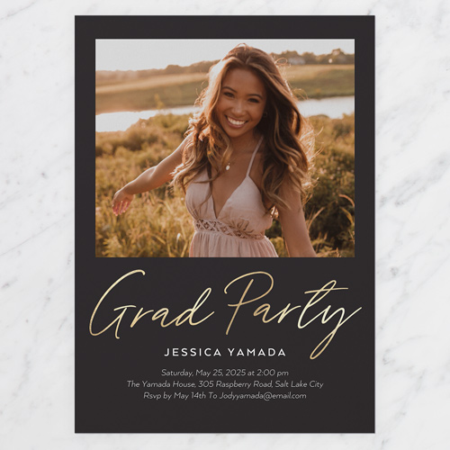 Luminous Occasion Graduation Invitation, Grey, 5x7 Flat, Luxe Double-Thick Cardstock, Square