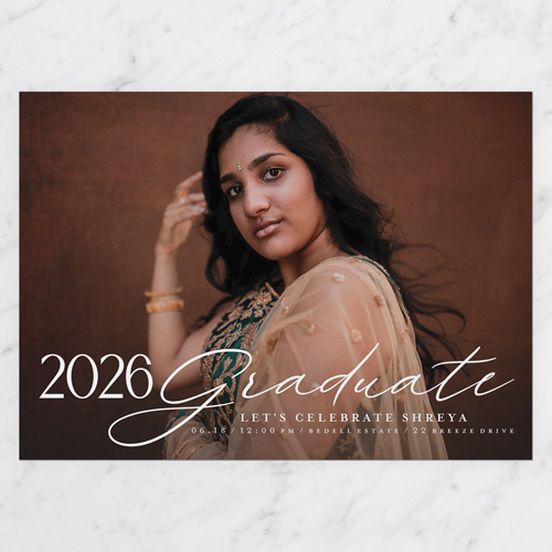 Astute Accomplishment Graduation Invitation, White, 5x7 Flat, Matte, Signature Smooth Cardstock, Square, White