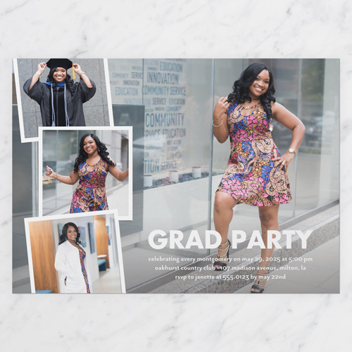 Class Snaps Graduation Invitation, White, 5x7 Flat, Write Your Own, Matte, Signature Smooth Cardstock, Square
