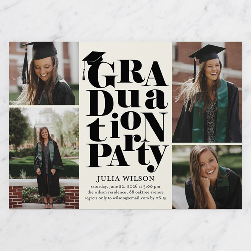 Fantastic Type Graduation Invitation, White, 5x7 Flat, Pearl Shimmer Cardstock, Square, White