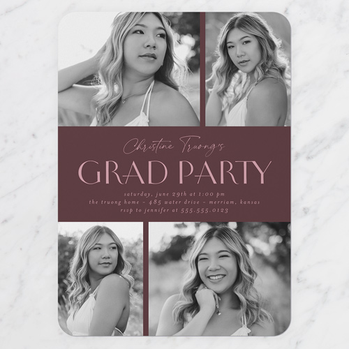 Graduate Gallery Graduation Invitation, Purple, 5x7 Flat, Write Your Own, Matte, Signature Smooth Cardstock, Rounded, Raisin