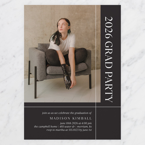 Solid Build Graduation Invitation, Black, 5x7 Flat, Write Your Own, Matte, Signature Smooth Cardstock, Square, Black