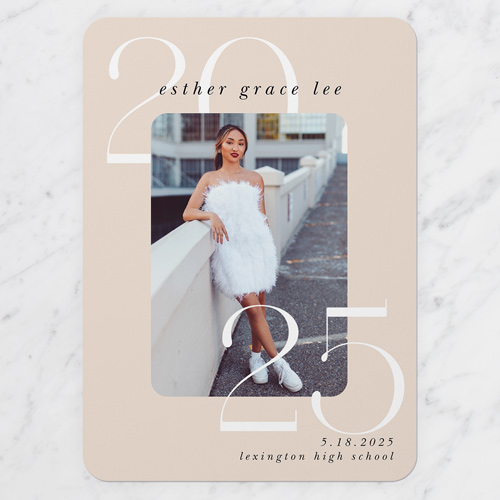 Novel Year Graduation Announcement, Beige, 5x7 Flat, Matte, Signature Smooth Cardstock, Rounded
