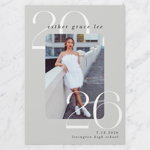 Novel Year Graduation Announcement, Grey, 5x7 Flat, Standard Smooth Cardstock, Square, Whisper Gray