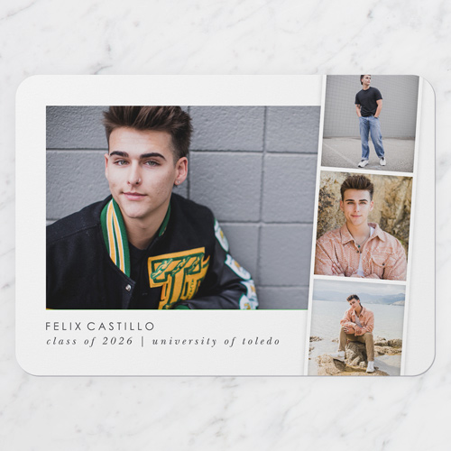 Modern Filmstrip Graduation Announcement, none, White, 5x7 Flat, Write Your Own, 100% Recycled Cardstock , Rounded, White