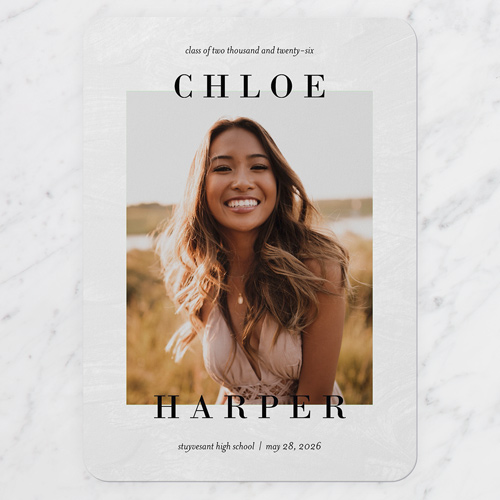 Momentous Magnificence Graduation Announcement, White, 5x7 Flat, Write Your Own, Matte, Signature Smooth Cardstock, Rounded, White