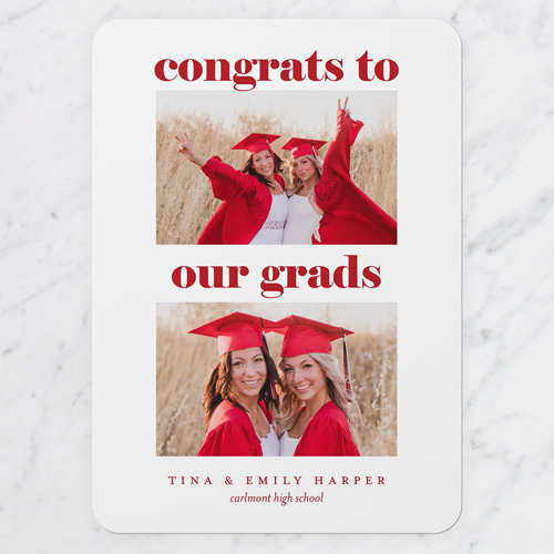 Congrats Grads Graduation Announcement, Black, 5x7 Flat, Write Your Own, Pearl Shimmer Cardstock, Rounded, Black
