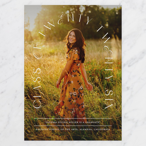 Type Arch Graduation Announcement, White, 5x7 Flat, Luxe Double-Thick Cardstock, Square, White