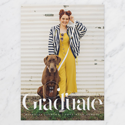 Faded Font Graduation Announcement, White, 5x7 Flat, Standard Smooth Cardstock, Square, White