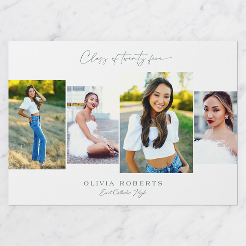 Photo Overlap Graduation Announcement, White, 5x7 Flat, Matte, Signature Smooth Cardstock, Square