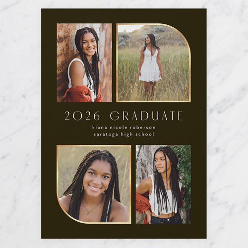 Arched Grad Graduation Announcement, Black, 5x7 Flat, Matte, Signature Smooth Cardstock, Square, Coal