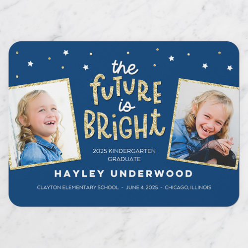 Brilliant Future Graduation Announcement, Blue, 5x7 Flat, Standard Smooth Cardstock, Rounded