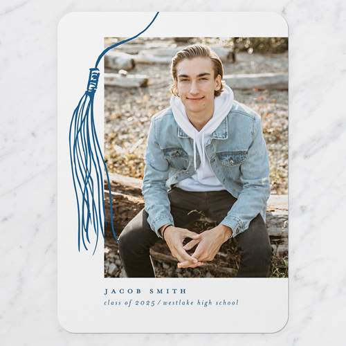 Drawn Tassel Graduation Announcement, Beige, 5x7 Flat, Write Your Own, Matte, Signature Smooth Cardstock, Rounded