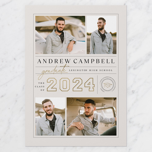 Styled Framework Graduation Announcement, Square Corners, -Grey-5x7 Flat Card-2024