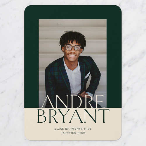 Bold Horizon Graduation Announcement, Green, 5x7 Flat, Write Your Own, 100% Recycled Cardstock , Rounded