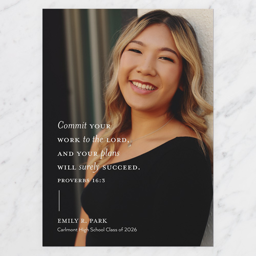 Surely Succeed Graduation Announcement, White, 5x7 Flat, 100% Recycled Cardstock , Square, White