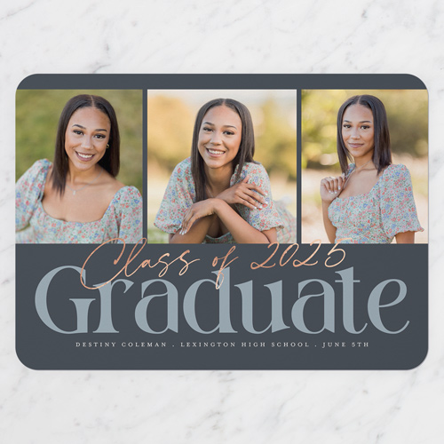 Top Class Graduation Announcement, Rounded Corners, -Gray-5x7 Flat Card-2025