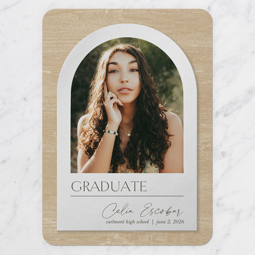 Textured Arch Graduation Announcement, Beige, 5x7 Flat, Write Your Own, Matte, Signature Smooth Cardstock, Rounded, Sand
