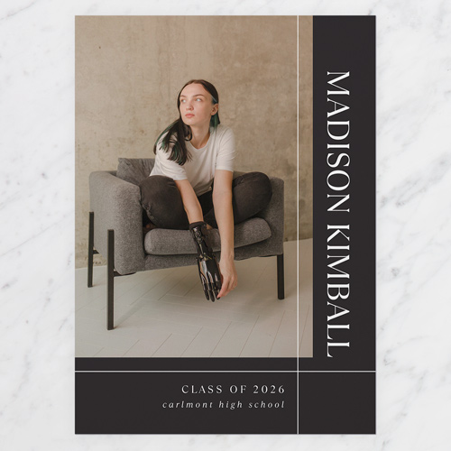 Solid Build Graduation Announcement, Black, 5x7 Flat, Write Your Own, 100% Recycled Cardstock , Square, Black