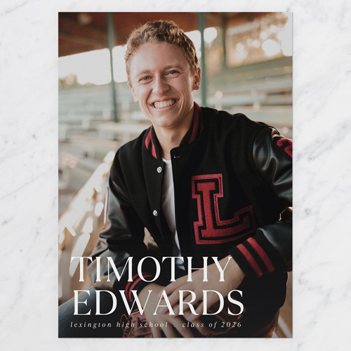 Clean Name Graduation Announcement, White, none, 5x7 Flat, Luxe Double-Thick Cardstock, Square, White