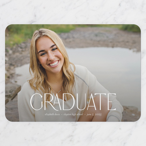 Quiet Type Graduation Announcement, White, none, 5x7 Flat, Matte, Signature Smooth Cardstock, Rounded