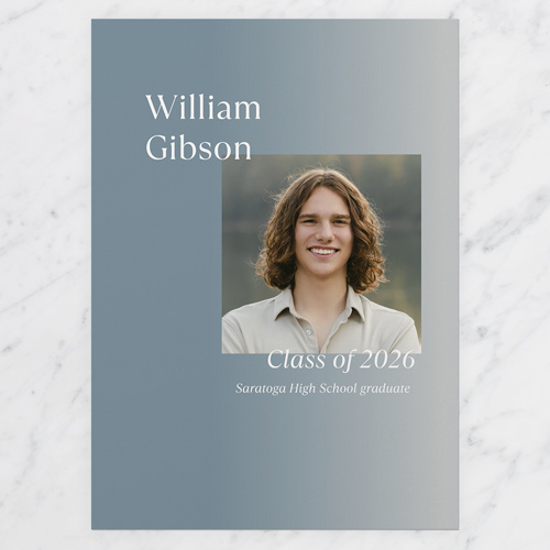 Elegant Gradient Graduation Announcement, Blue, 5x7 Flat, Write Your Own, Standard Smooth Cardstock, Square, Blue