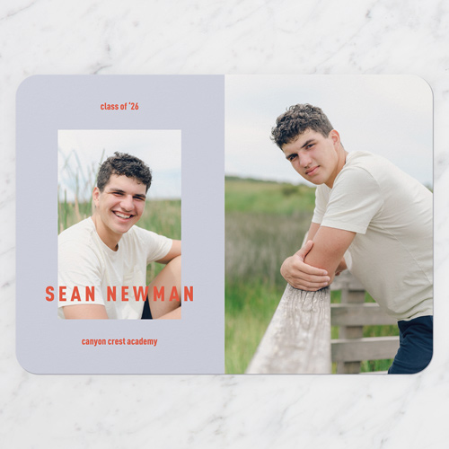 Editable Half Graduation Announcement, Grey, 5x7 Flat, Write Your Own, Standard Smooth Cardstock, Rounded, Dove Gray