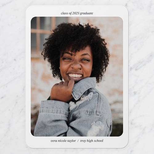 Rounded Corners Graduation Announcement, White, 5x7 Flat, Write Your Own, Standard Smooth Cardstock, Rounded