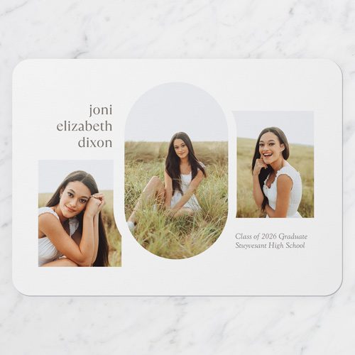 Uniquely Yours Graduation Announcement, White, 5x7 Flat, Write Your Own, 100% Recycled Cardstock , Rounded, White