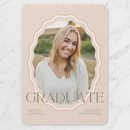 Wavy Elegance Graduation Announcement, Pink, 5x7 Flat, Write Your Own, Standard Smooth Cardstock, Rounded