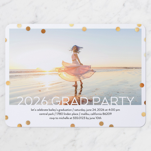 Bokeh Rain Graduation Invitation, White, 6x8 Flat, Write Your Own, Signature Smooth Cardstock, Rounded, White